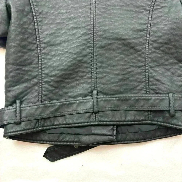 Victoria’s Secret Black Faded 50’s Cropped Belted Motorcycle Jacket Size M - Picture 11 of 16